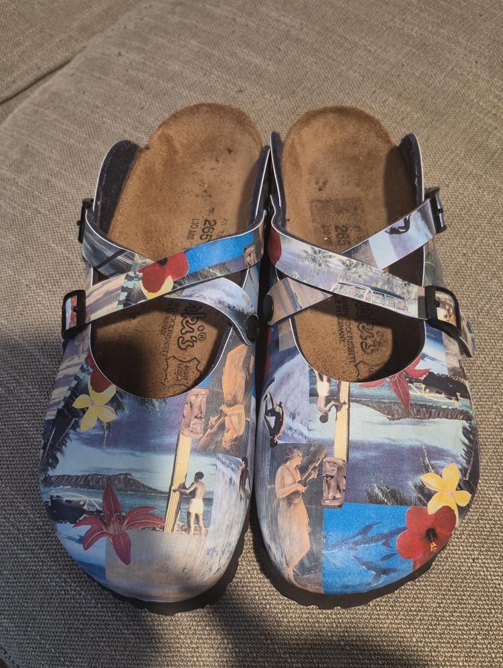Birkenstock Hawaiian Blue Floral Mules/Clogs